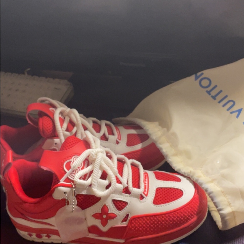 Red and white Louis Vuitton shoes